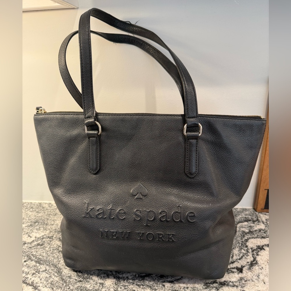 Kate Spade Black Embossed Tote with Pebble Leather Finish